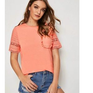 Cute coral crochet t-shirt